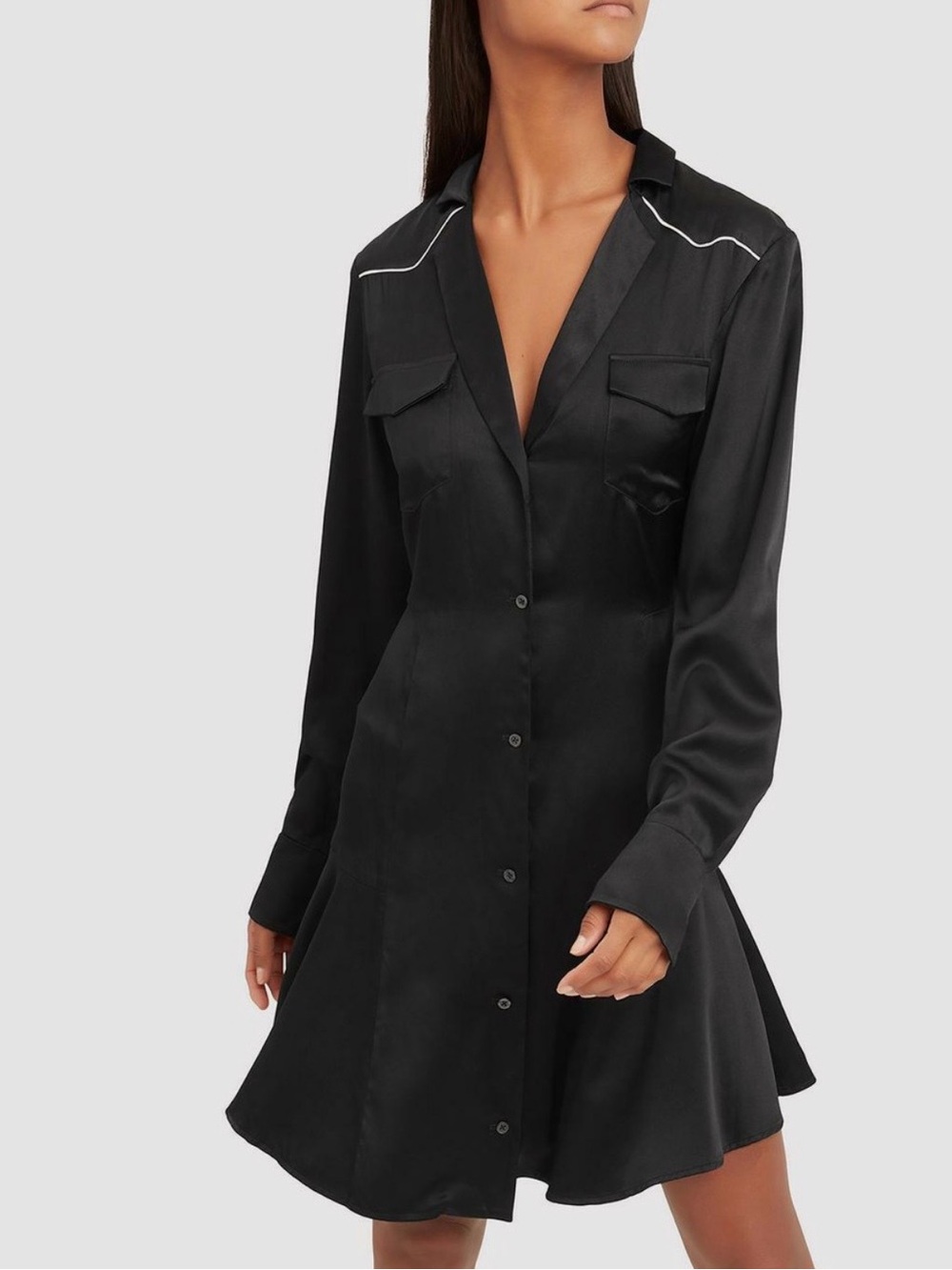 A.L.C Rora Silk Blend Shirtdress in Black Sz 0